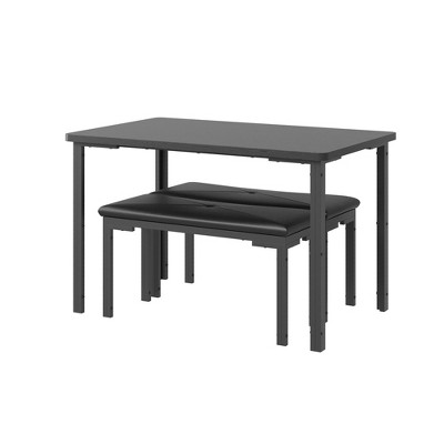 CuisinSmart Kitchen Table and 2 Dining Benches Set,Space-Saving Dinette for Kitchen, Dining Room, Small Space Rectangular Wood Dining Table Set