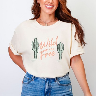 Simply Sage Market Wild And Free Cactus Garment Dyed Tee