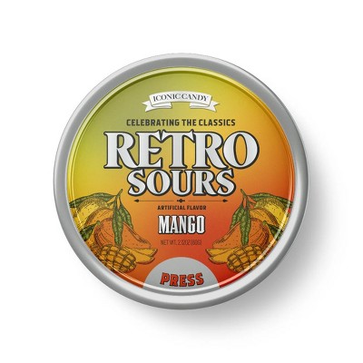 Iconic Candy Retro Sours – Citrus, Tangerine, Mango - Classic Hard Candy in Tin Cans – 1 Pack, 8 Pack, or 3 Flavor Variety Pack