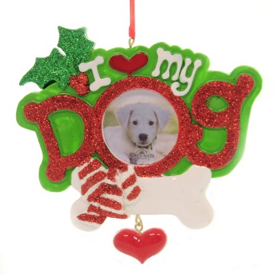 Holiday Ornaments 4.25 In Love My Dog Picture Frame Tree Ornament , Ornament Pet Puppy Heart (1PC)