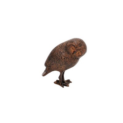 6.75" Tall Indoor Outdoor Saw Wet Owl Statue Rustic Bronze Painted Finish - Achla Designs: Cast Aluminum Garden Decor