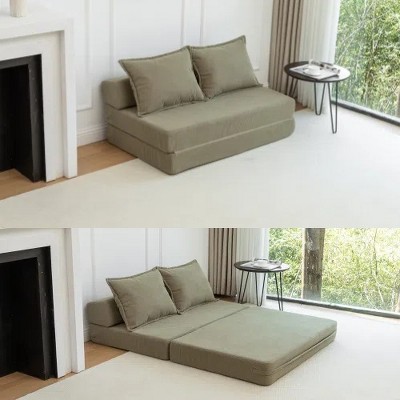 LIVAREEmlen Foldable Sofa Bed with Pillow, Floor Couch with Backrest for Living Room/Dorm/Guest Room/Home Office, Twin