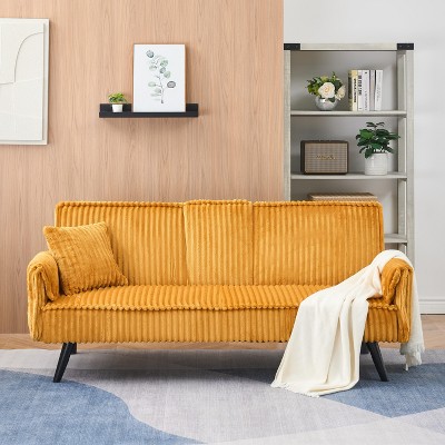 VASIP Minimalist Corduroy Sofa  Straight Line Design for Sitting and Lying in Living Room and Bedroom