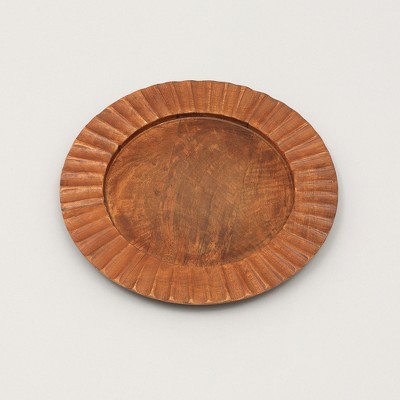 13"Handcrafted Wood Brown Charger Plate| Wooden Dinning Placemat|Artisan Wood Tableware
