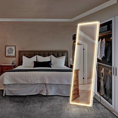 Kumasinova 60"/70"/64" 3 Color Lighting LED Standing Mirror with,Rectangle/Arched Full Length Mirror with Stand,Wall Mirror Full Length for Bedroom