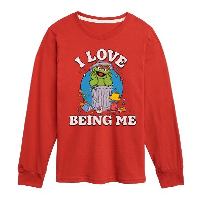 Boys' - Sesame Street - I Love Being Me Oscar -Toddler and Youth Long Sleeve T-Shirt Long Sleeve Graphic T-Shirt