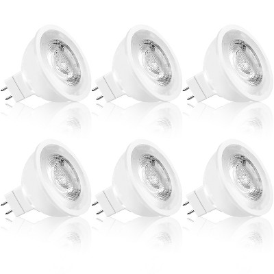 Luxrite MR16 LED Bulb 50W Equivalent, 12V, 3000K Soft White Dimmable, 500 Lumens, GU5.3 LED Spotlight Bulb 6.5W, Enclosed Fixture Rated 6 Pack
