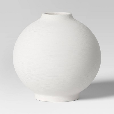 Ceramic Round Textured Vase White - Threshold™: Elegant Bud Vase for Tabletop, Spot Clean, 7.75" Height