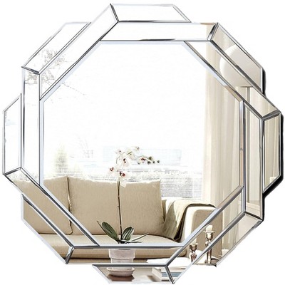 Aoibox Hexagon Frameless Beveled Silver Polished Mirror for Wall Decor, Modern Decorative Mirror for Living Room, Bathroom, Bedroom