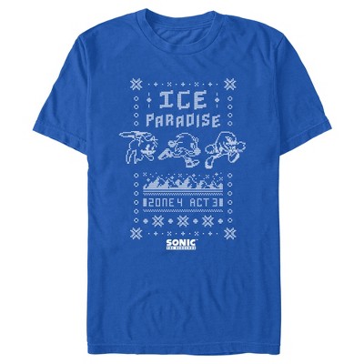 Men's Sonic the Hedgehog Ice Paradise Ugly Christmas Sweater Print T-Shirt