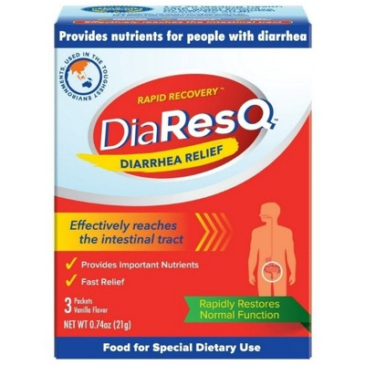 DiaResQ - Rapid Recovery Diarrhea Relief, Vanilla Flavor, 0.25 Oz, 3 Count