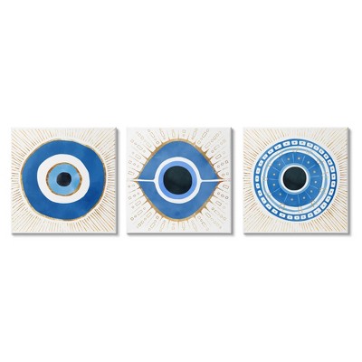 Stupell Industries Spiritual Evil Eye Mati Symbol 3pc Canvas Art Set
