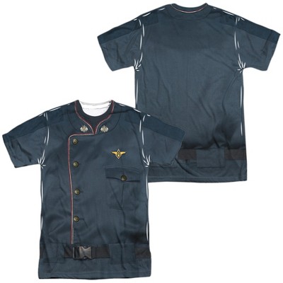 Men's Battlestar Galactica Duty Blue (Front Back Print) Short Sleeve Costume T-Shirt