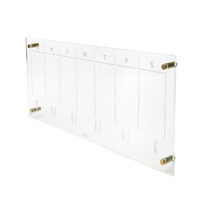 RUSSELL + HAZEL Acrylic Weekly Wall Calendar: Clear Office Supplies, Desk Organizer, 10" x 24" Wall Planner