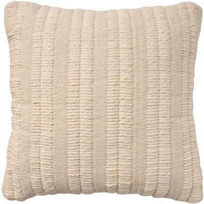 Mina Victory Lifestyle Woven Stripes 18" x 18" Ivory Indoor Throw Pillow