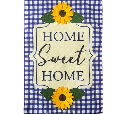 Briarwood Lane Summer Burlap House Flag 40x28 For Outdoor Blue Checkered Sunflowers For Summer House Flag