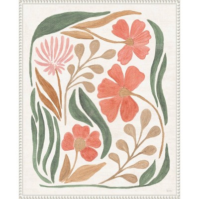 23"x28" Floral Abstract I by Veronique Charron: Modern Botanical Lithograph, Framed Canvas - Amanti Art