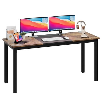 WhizMax 63 Inch Computer Desk, Large Office Desk with Black Metal Frame, Modern Simple Style Gaming Desk, Sturdy Writing Workstatio