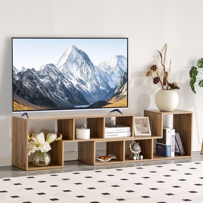 CAVINAS 2 Pieces Cube TV Stand with Open Storage Bookcase Shelf,TV Stand and Console with L-Shaped Design,TV Cabinet for Living Room