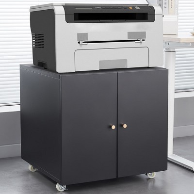 Metal Printer Stand with Storage, Heavy Duty Mobile File Cabinet, Rolling Printer Table With Adjustable Shelf for Home Office