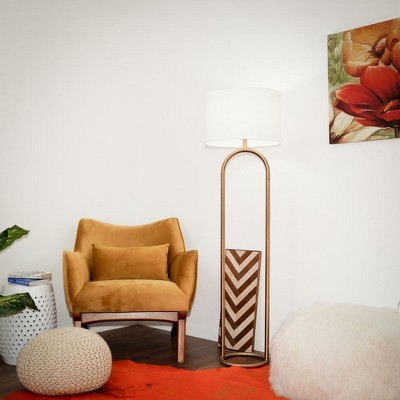 Brass Ring Base Floor Lamp – Large White Drum Shade