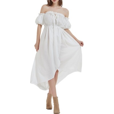 Anna-Kaci Women's Casual Boho Lantern Sleeve Off Shoulder Fairy Midi  Dress for Casual Looks