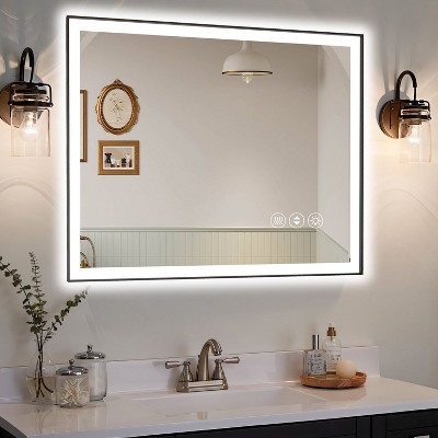 Sapphtopaz Frameless Bathroom Mirror, Rectangle Smart Vanity Mirror Decorative Wall Mirrors for Bathroom, Over Sink, Bedroom