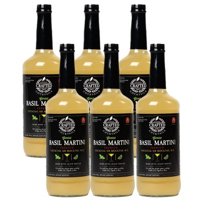 Crafted Cocktails Basil Martini Gimlet Mix: 6 Pack  60 Calories, Handcrafted with Agave, Lime and Basil: Effortless Mixology with Gourmet Flavor