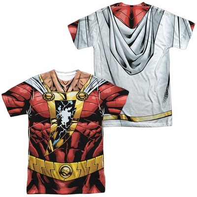 Men's Jla Shazam Uniform (Front Back Print) Short Sleeve Costume T-Shirt