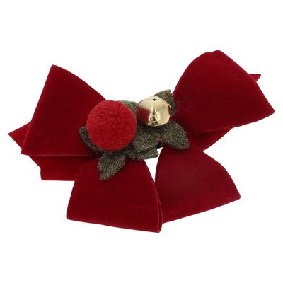 Unique Bargains Christmas Hair Clips Bell Bow for Christmas 4.33"x3.54" Red White 1 Pc