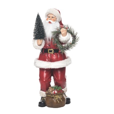 Transpac 16 in Multicolor Christmas Bottle Brush Santa Figurine Decorative Object Polyresin Holiday Decor
