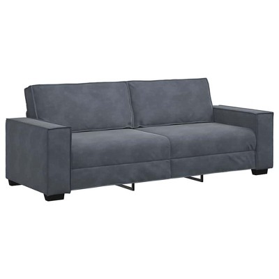 vidaXL 3-Seater Dark Gray Velvet Sofa - Modern Couch with Foam Cushioning, Lounge Sofa 70.9" for Office, Living Room, Guest Room