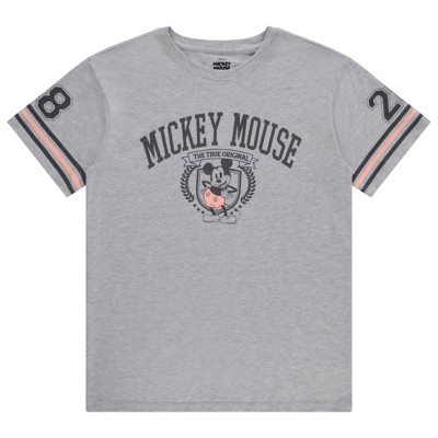 Disney Ladies Mickey Mouse Fashion Shirt Mickey Mouse Varsity Sleeve Tee - Mickey Mouse T-Shirt