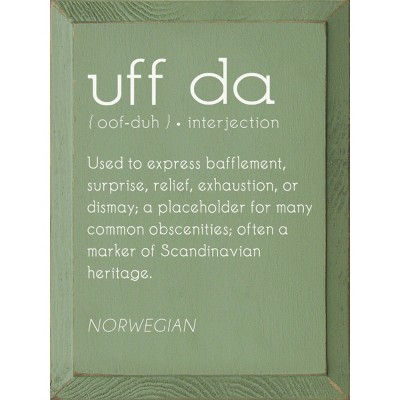Slickblue Uff Da Wood Sign, Solid Knotty Pine, 9x12 Wall Decor, Rustic Scandinavian Style, Color Options