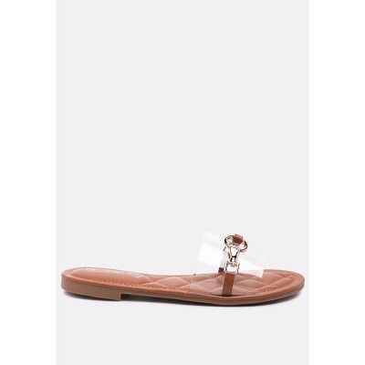 Scoth Clear Buckled Quilted Slides Women