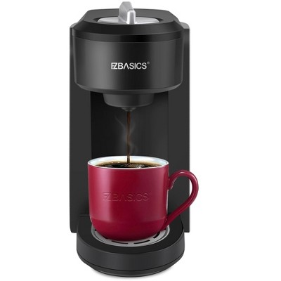 EZBASICS Single Serve Coffee Maker, Mini Coffee Brewer for Single Cup Capsule & Ground Coffee, Black, Single Cup Coffee Maker