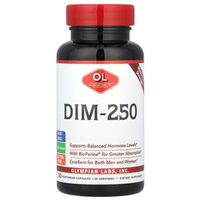 Olympian Labs DIM Supplement 250mg - DIM Diindolylmethane Plus BioPerine 30 Capsule Supply of DIM for Estrogen Balance, Hormone Menopause Relief, Acne
