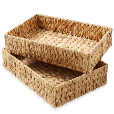 Casafield Bathroom Storage Baskets - Set of 2, Seagrass - Water Hyacinth, Woven Toilet Paper, Tissue, Shelving Bins