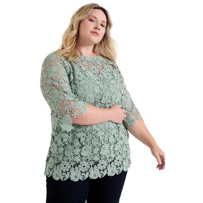 June + Vie by Roaman's Allover Lace Top