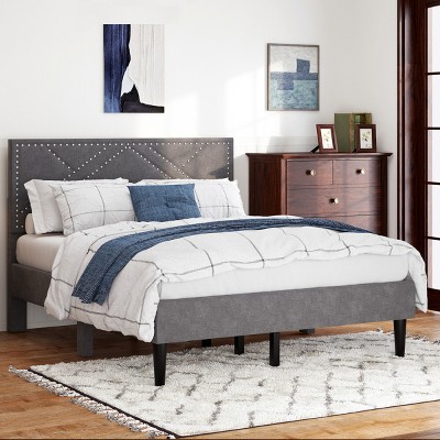 Storage Bed Frame Modern Upholstered Wingback Headboard with Under Bed Storage for Bedroom Queen - 3irtyhousy