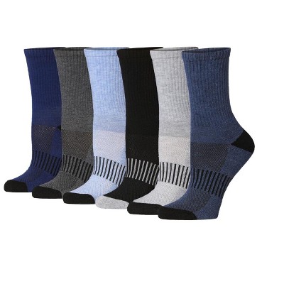 Tipi Toe Womens 6 Pack Charcoal Sky Spectrum Colors Pattern Athletic Breathable Crew Socks for Running & Sports Activities