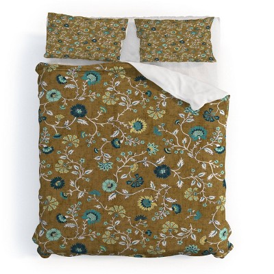 Deny Designs Schatzi Brown Jaipur Olive green Duvet and Sham Set