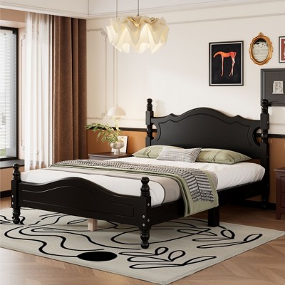 NicBex Retro Style Full/Queen Size Platform Bed Frame with Hollow Design Headboard,Solid Wood Slats Support,No Box Spring Needed,Easy Assembly