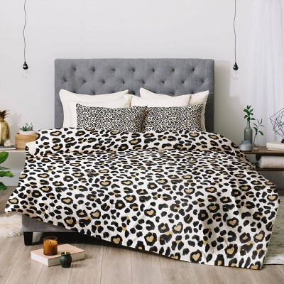 Twin/Twin XL Dash and Ash Leopard Comforter Set Beige/White/Black - Deny Designs