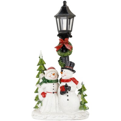 Northlight Glittered Snow Couple Under Lighted Street Lamp Christmas Decoration - 14"