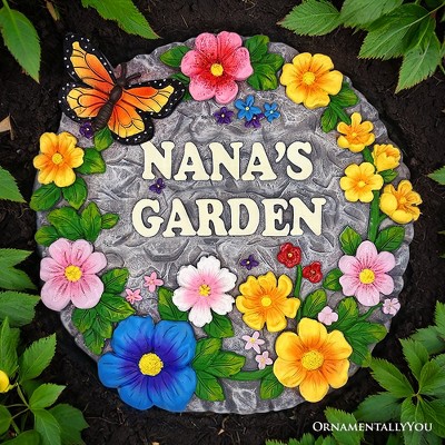 Nana’s Garden Floral Stepping Stone, 9.5" Decorative and Gift for Grandmother| OrnamentallyYou