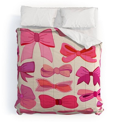 Deny Designs Carriecantwell Vintage Pink Bows Comforter Bedding Set Pink
