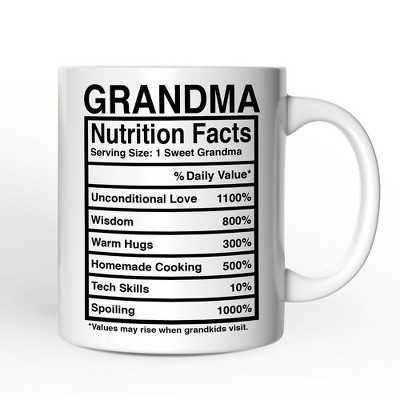 Grandma Nutrition Facts Mug, Birthday Gift (Non-Custom Only)| OrnamentallyYou