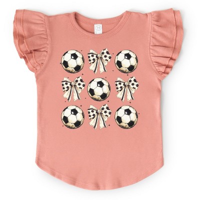 The Juniper Shop Soccer Ball Bows Stacked Flutter Sleeve Tee