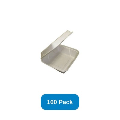 Responsible Products 9" x 9" x 3" Clamshell Single Compartment Sugarcane - Pack of 100